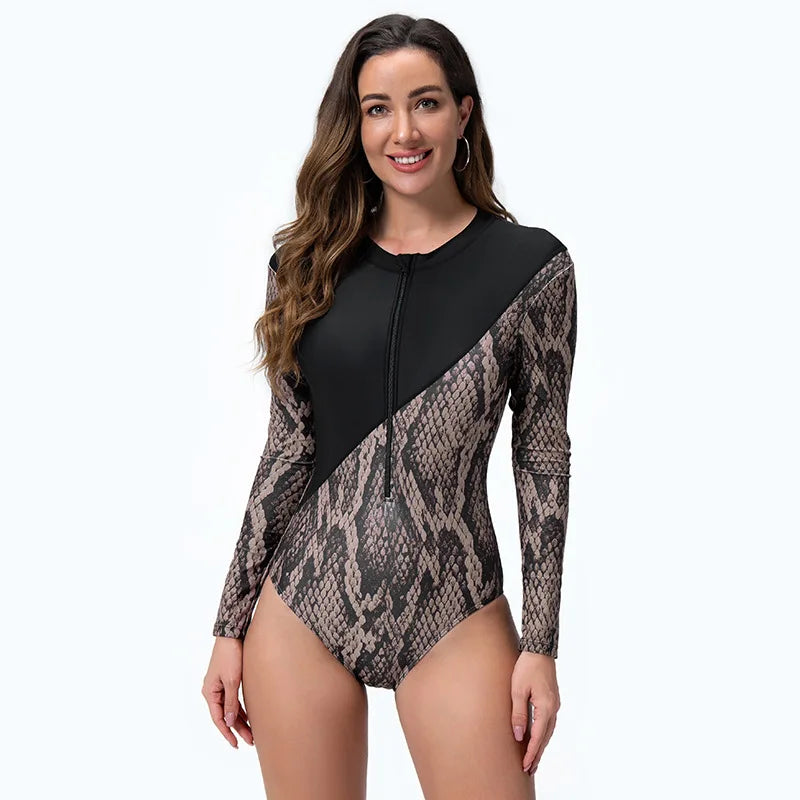 1 Piece Swimsuit Long-Sleeve Quick Dry Surfing Suit Diving One-Piece Bathing Suit Women‘s Swimwear - The Clothing Company Sydney