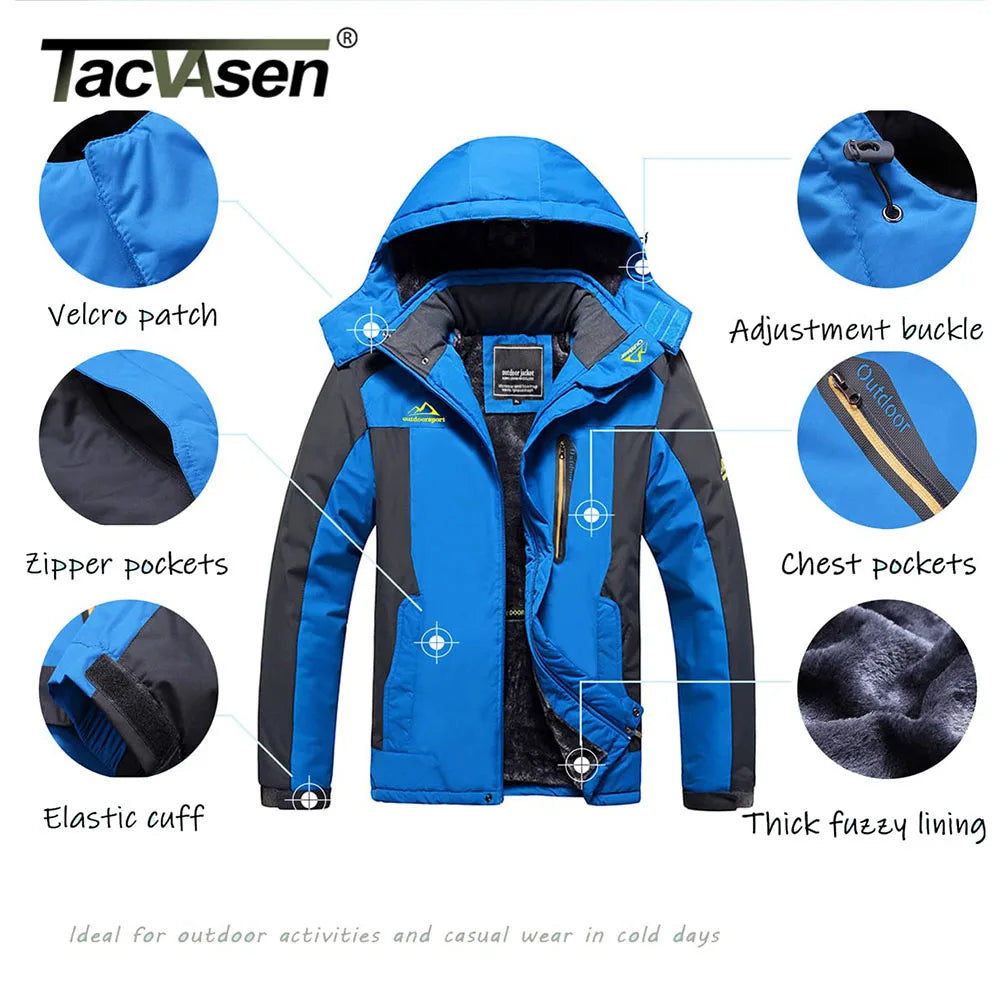Winter Fleece Lining Parka Waterproof Men's Ski Snowboard Jackets Windproof Removable Hoodie Coats Casual Windbreaker - The Clothing Company Sydney