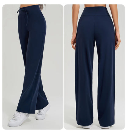 Women's High Waist Yoga Pants Gym Loose Running Yoga Pants Double Side Brushed with Pockets Pants Ties The Clothing Company Sydney