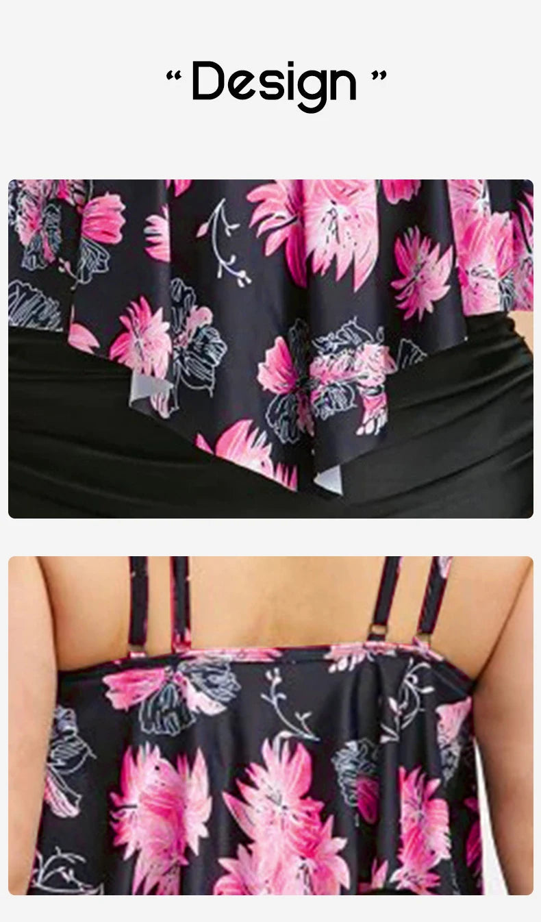 2 Piece Plus Size Swimsuit New Bikini High Waist Ruffle Edge Printed Striped Split Bikini Swimwear The Clothing Company Sydney