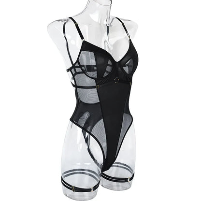 Lace Bodysuit Women's Transparent Lingerie See Through Black Tights Fitness Sissy Crotchless Erotic Body - The Clothing Company Sydney