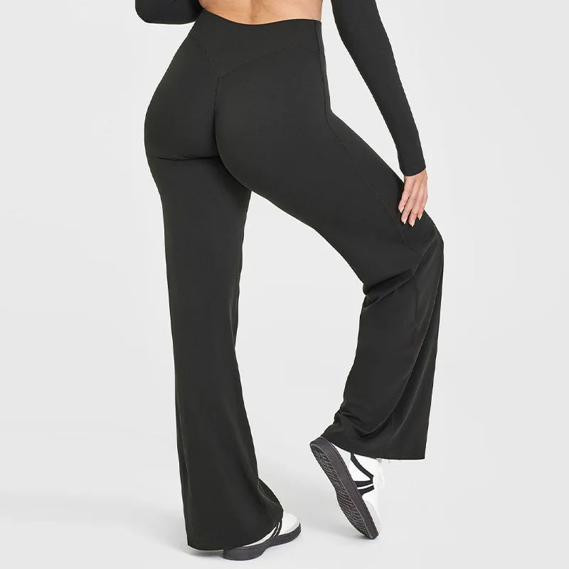 Straight Leg Bottoms Women's Mid-Waist Yoga Pants GYM Leggings Pilates Running Sports Trousers The Clothing Company Sydney