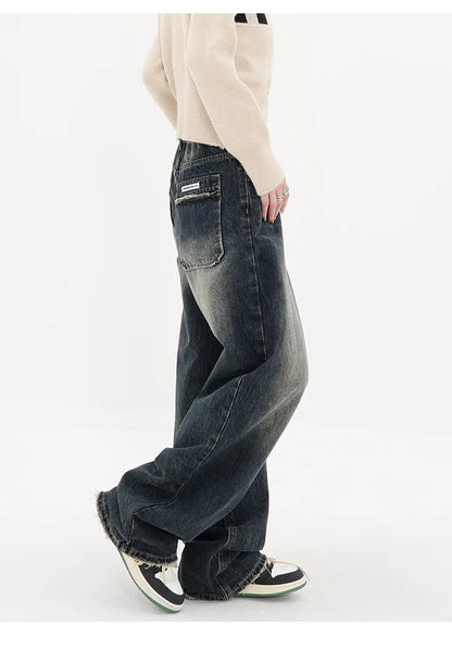 Women's Streetwear Retro High Waist Jeans Loose Wide Leg Denim Trousers Y2K Baggy Pants - The Clothing Company Sydney