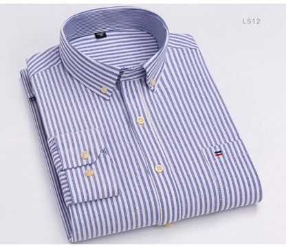 Men's Versatile Casual Checkered Oxford Cotton Shirts Single Pocket Long Sleeve Standard-fit Button Down Gingham Striped Shirt The Clothing Company Sydney