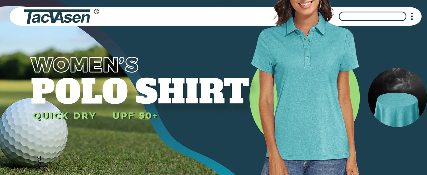UPF 50+ Performance Polo Shirts Women's Quick Dry Short Sleeve T-shirts Athletic Tennis Golf Shirt Polo Top - The Clothing Company Sydney