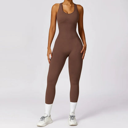 Seamless Gym Sport Jumpsuit Women Sportswear Hollow Backless Scrunch Fitness Overalls Push Up One Pieces Outfit Yoga Wear The Clothing Company Sydney