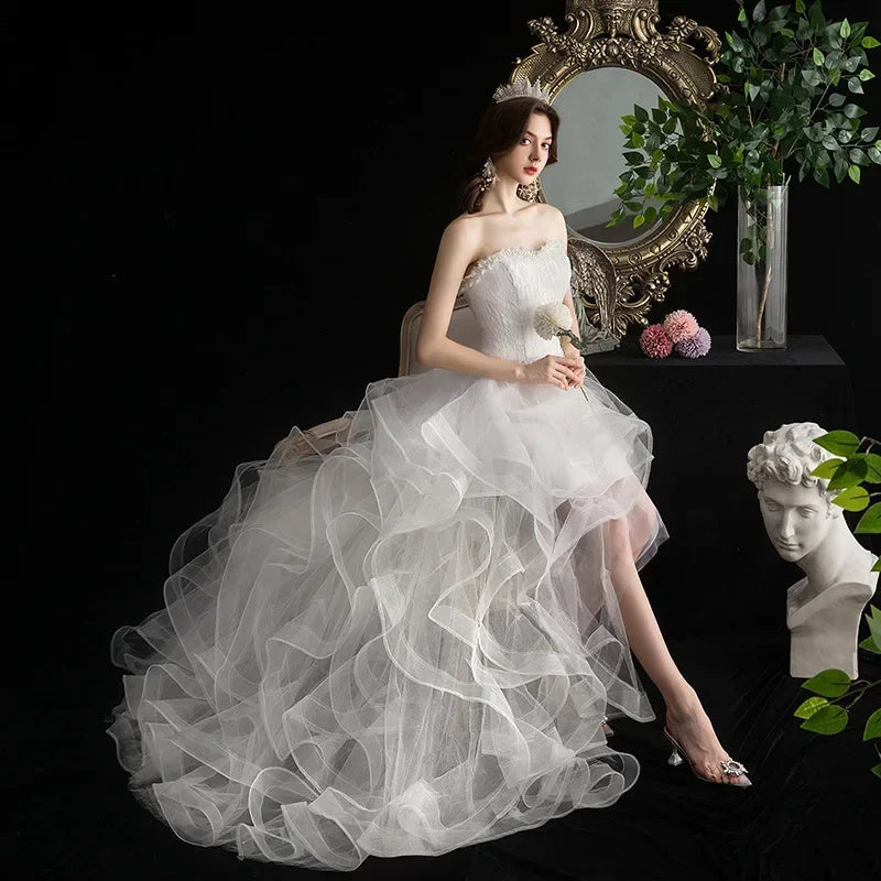 Long Back Light Wedding Dress Princess Fluffy Trailing Cake Skirt  Wedding Dress The Clothing Company Sydney