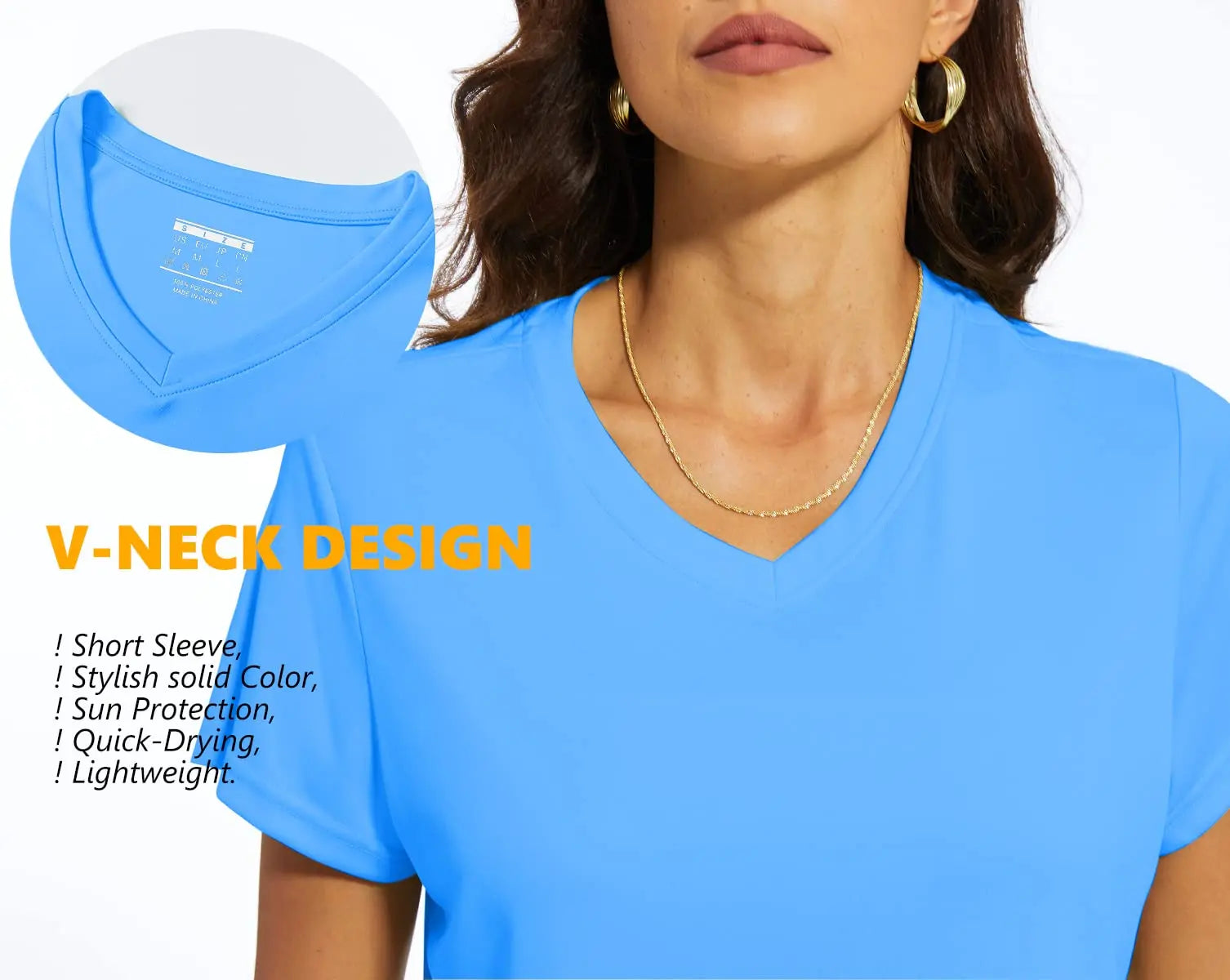 UPF 50+ Summer Short Sleeve V-Neck T-shirts Womens Sun Protection T-shirts Quick Dry Hiking Running Tee Shirts Tops - The Clothing Company Sydney