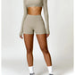 2 Piece Long Sleeve Gym Set Women Yoga Clothes Quick-Drying Sportswear Running Leggings Workout Sports Crop Top Shorts