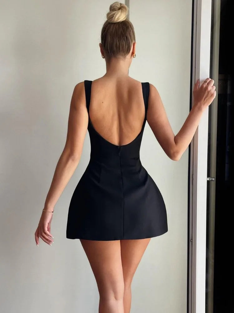 White Backless Patchwork Fashion Summer Elegant Party Mini Dress - The Clothing Company Sydney