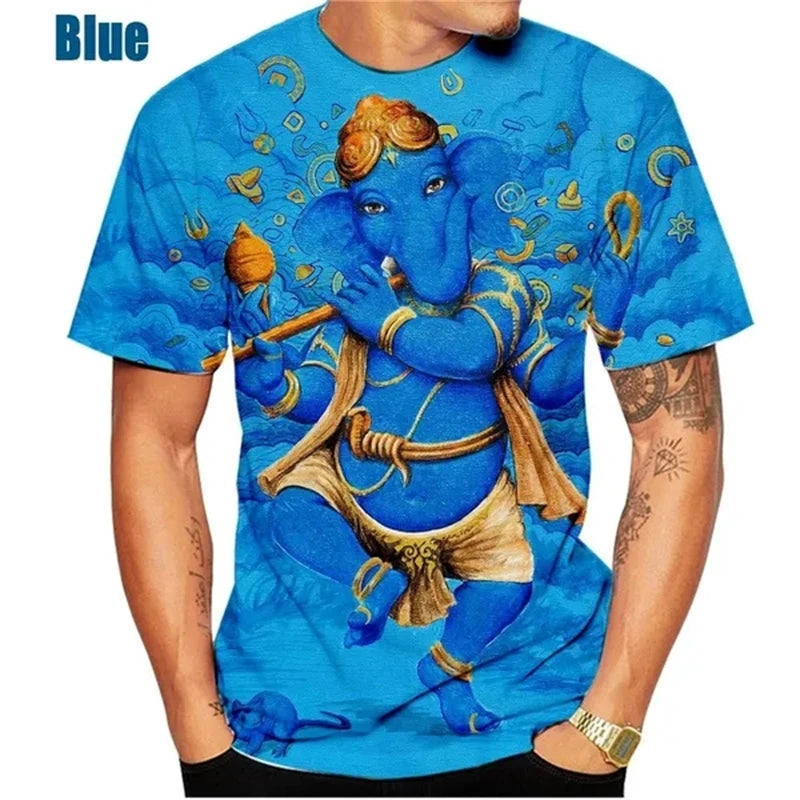 Ganesha T Shirts 3D Print Pillaiyar Vinayagar T shirt Men's Women's Kids Apparel Short Sleeve Breathable Streetwear Tops The Clothing Company Sydney