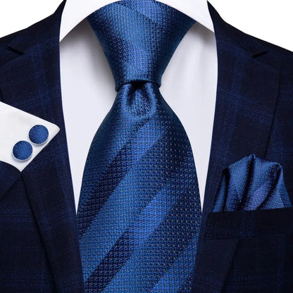 Blue Paisley Silk Tie Set – Necktie, Cufflinks & Hanky for Men The Clothing Company Sydney