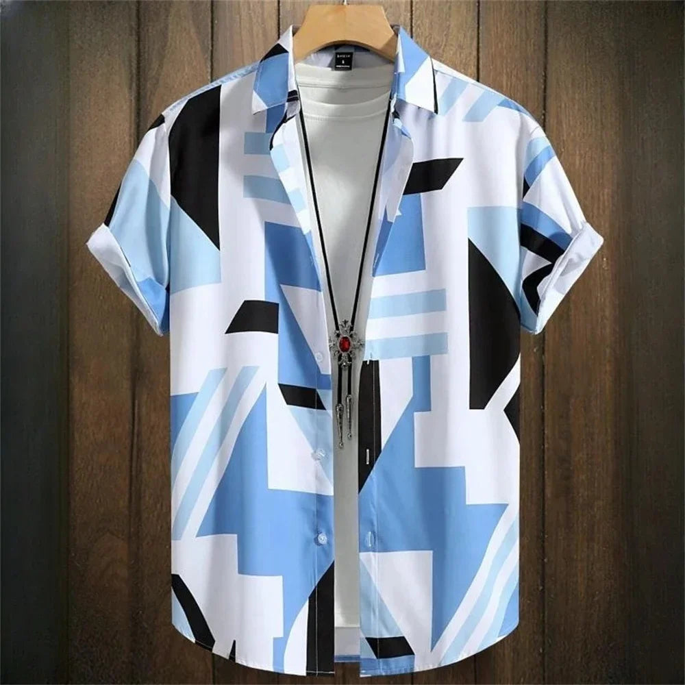 Short-sleeved shirt Floral Print Summer Beach casual men's Shirt - The Clothing Company Sydney