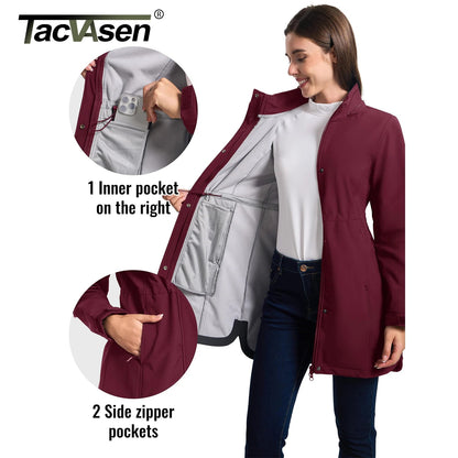 Long Fleece Lined Jackets Womens Warm Winter Softshell Jackets Windproof Hooded Rain Coat Outdoor Windbreaker Parka The Clothing Company Sydney