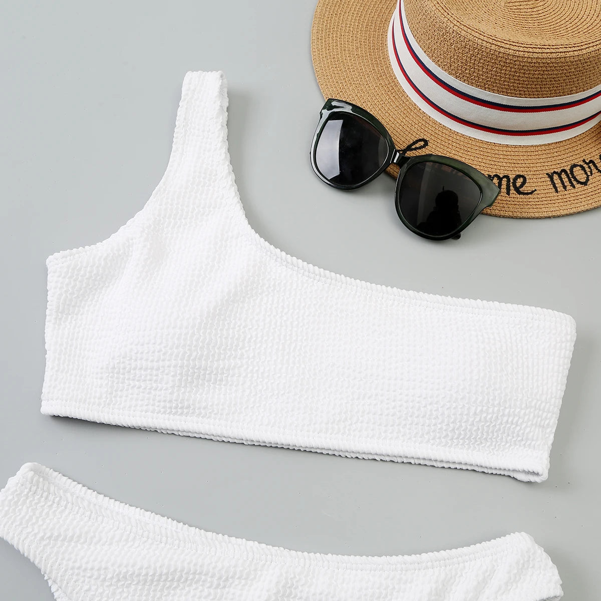 One Shoulder Bikini Women Swimwear Swimsuit Solid Beachwear Bathers Bathing Suit The Clothing Company Sydney
