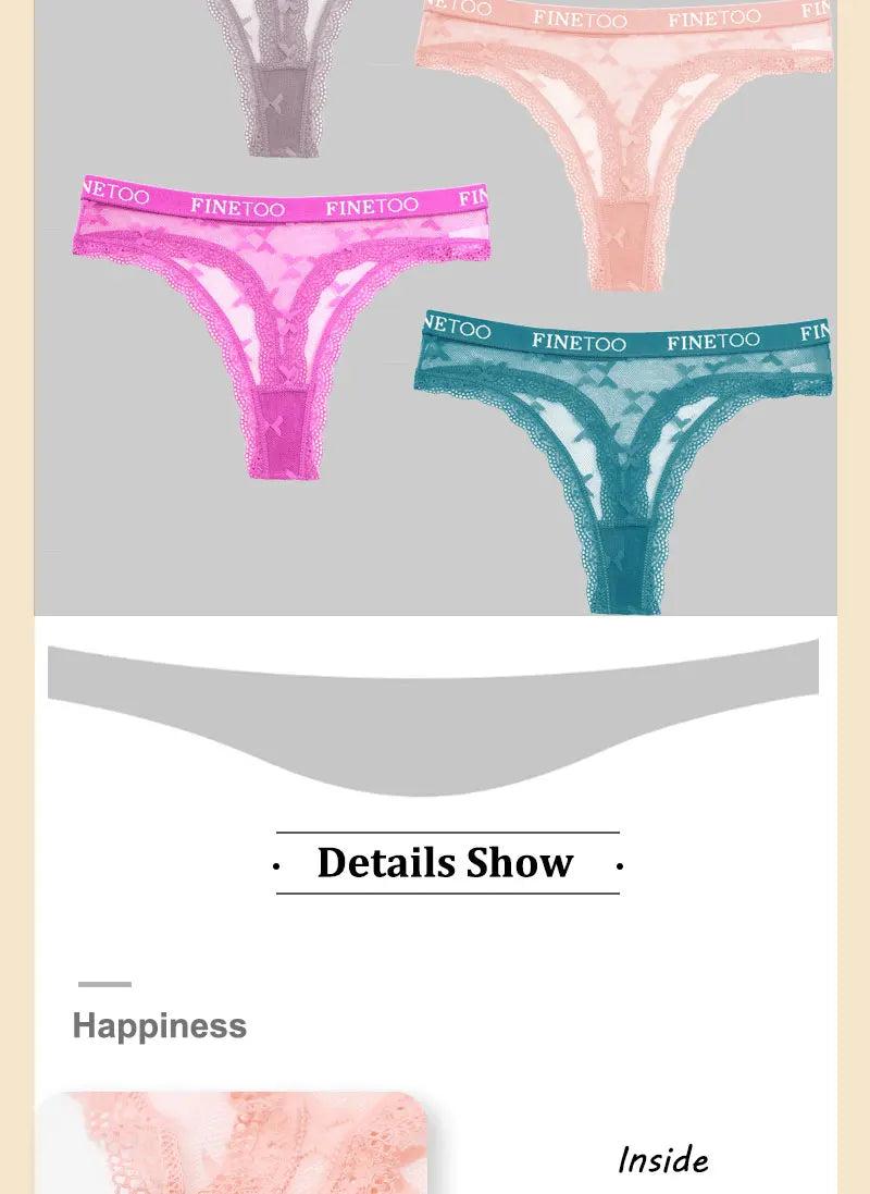 4 Pack Womens Lace Panties Low Rise Thongs Female G-String Underwear High Elastic Waist Soft Intimates Lingerie - The Clothing Company Sydney