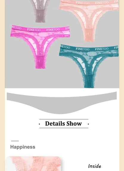 4 Pack Womens Lace Panties Low Rise Thongs Female G-String Underwear High Elastic Waist Soft Intimates Lingerie - The Clothing Company Sydney