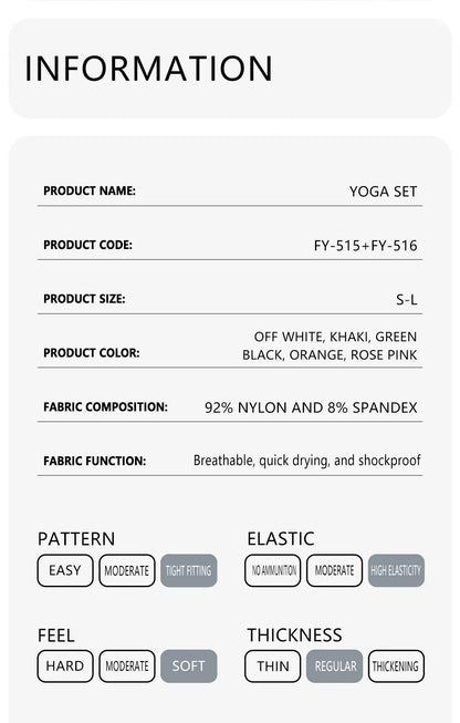 Yoga Matching Outfit Set Women's High Waist Leggings and Top Two Piece Seamless Fitness Exercise Fitness Workout Activewear - The Clothing Company Sydney