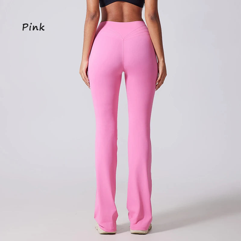 Women's Hip lifting flared pants high waisted yoga fitness pants sports micro flared yoga pants wide leg pants The Clothing Company Sydney