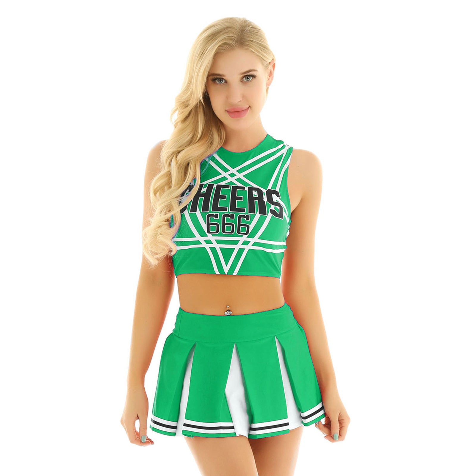 Women's Cheerleading Uniform Cosplay Set Backless Crop Top Mini Pleated Skirt Carnival Party Halloween Costume - The Clothing Company Sydney