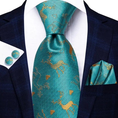 Green Paisley Silk Tie Set for Men – Necktie, Pocket Square & Cufflinks The Clothing Company Sydney