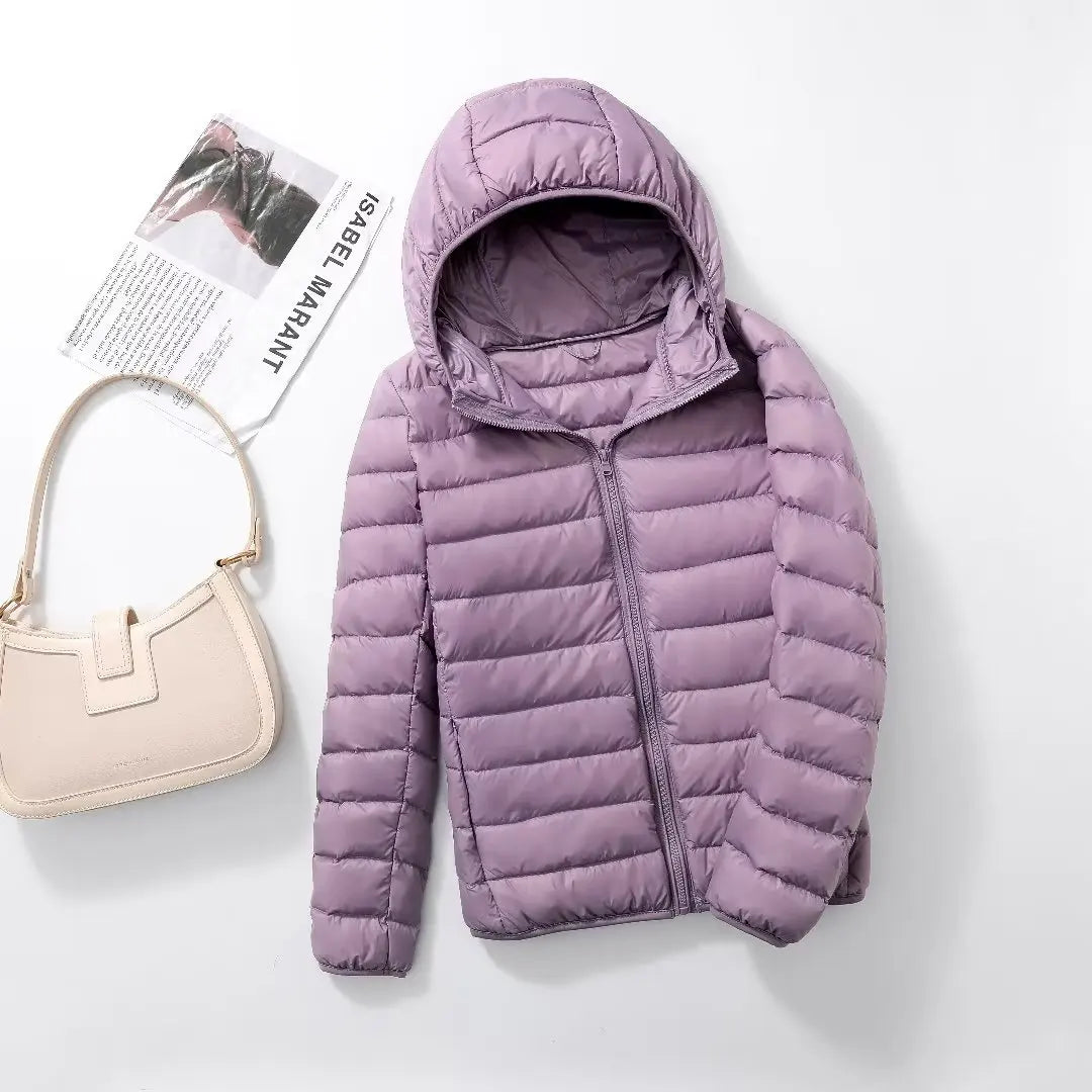 Women Puffer Jacket Plus Spring Autumn Female Ultra Lightweight Packable Hooded Down Coats - The Clothing Company Sydney