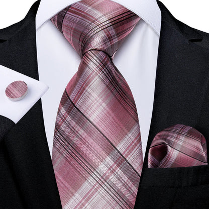 Plaid Print Men's Tie Set 8cm Width Neck Tie Handkerchief Cufflinks Business Wedding Tie Gift Set The Clothing Company Sydney