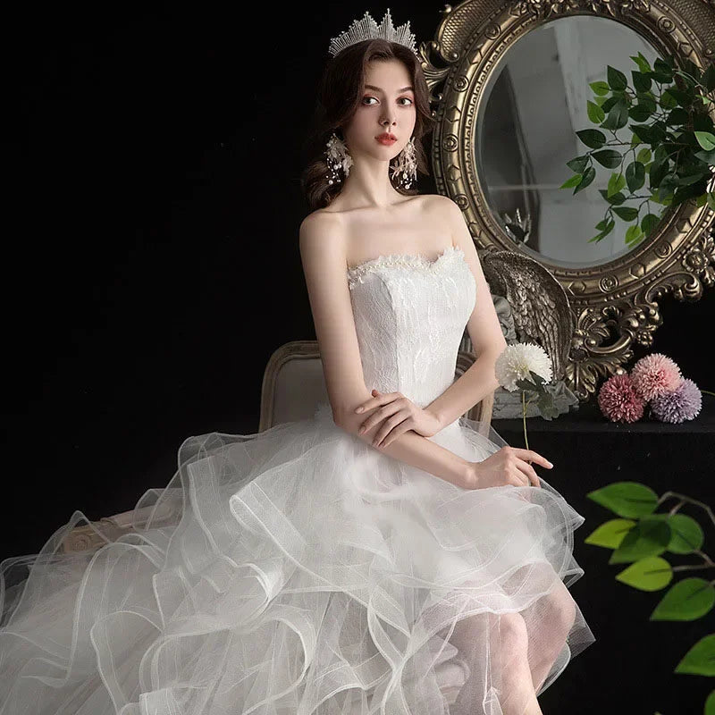 Long Back Light Wedding Dress Princess Fluffy Trailing Cake Skirt  Wedding Dress The Clothing Company Sydney