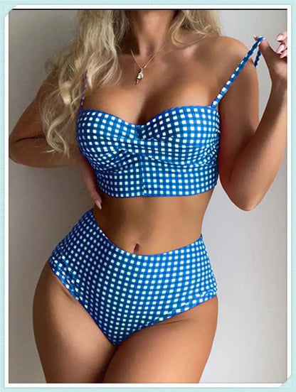 High Waist Printed Swimwear Strapped Swimsuit Padded Bathers Bathing Suit Bikini Beachwear The Clothing Company Sydney