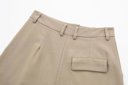 2 Piece Women's Suit Button V Neck Waistcoats Elegant Vest Top Zipper High Waist Slim Pants Shorts Summer Female Streetwear - The Clothing Company Sydney