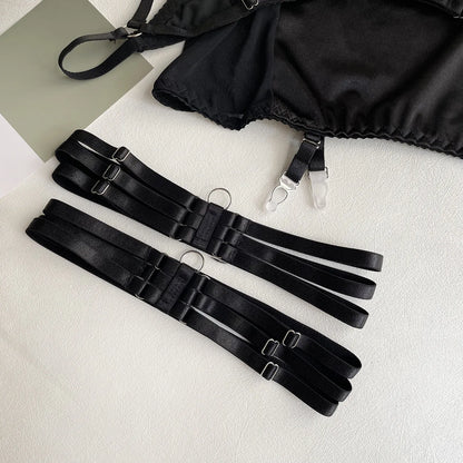 5 Piece Satin Lingerie Underwear Lace Seamless Intimate Skirt Bra And Briefs Outfit Set - The Clothing Company Sydney