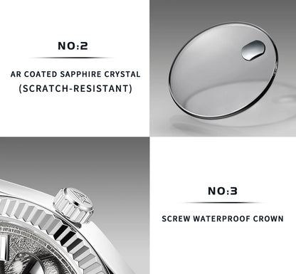 Cadisen DD40 Mens Luxury Automatic AR Sapphire Glass Mechanical Wristwatch 10Bar Miyota 8285 Movt Watch - The Clothing Company Sydney