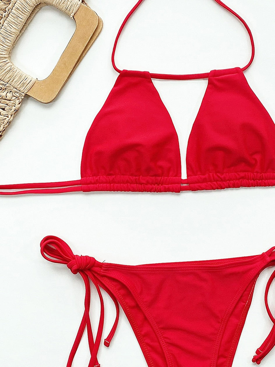 2 Piece Lace Up Bikini Swimsuit Swimwear Brazilian Bikinis Set Micro Women's Bathing Suits Swimming for Beach Wear The Clothing Company Sydney