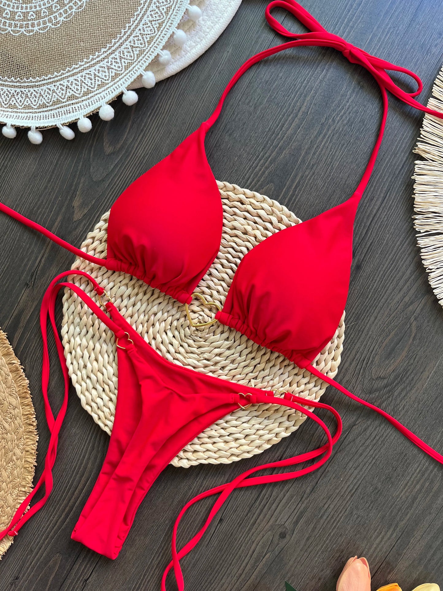 Halter Solid color Bikini Set Women's Swimsuit Two piece Triangle Thong Swimwear Bathing Suit The Clothing Company Sydney