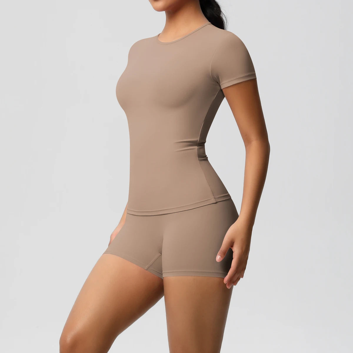 2 Piece Quick-Drying Gym Leggings Set Summer Short Sleeve Breathable Stretchy Yoga Slim Fitness Active Top Women's Cycling Bike Shorts The Clothing Company Sydney