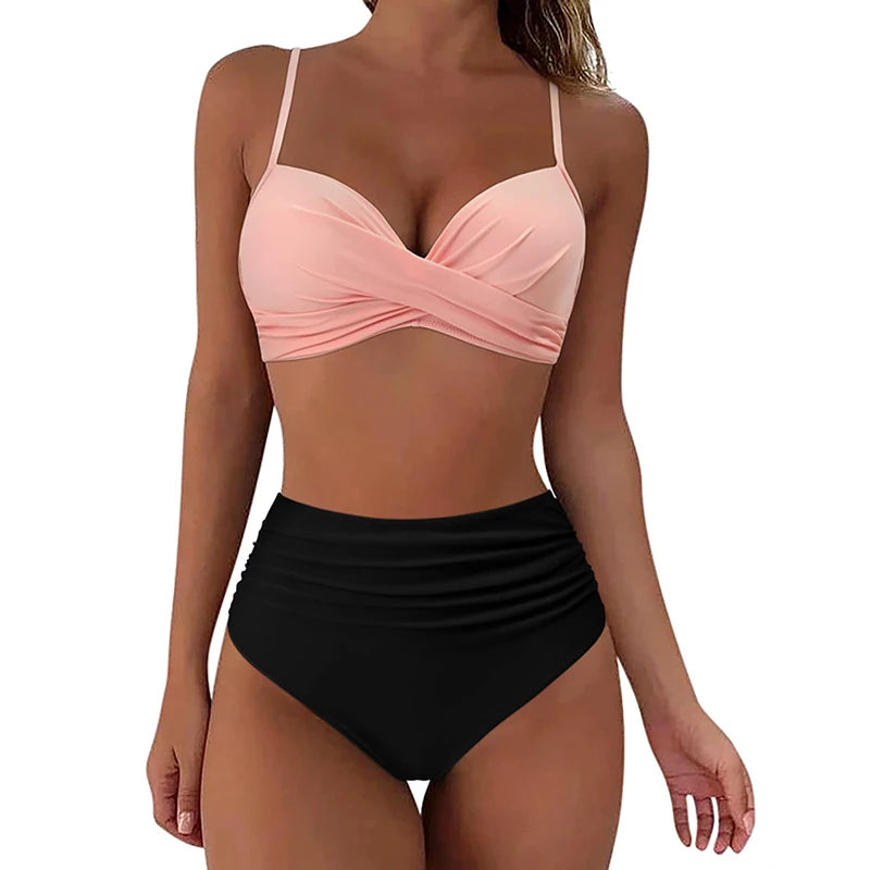 Two Piece Swimsuit Womens Bikini Set Beachwear Push Up Summer Bathing Suit Triangle Bikini Low Waist Swimwear - The Clothing Company Sydney