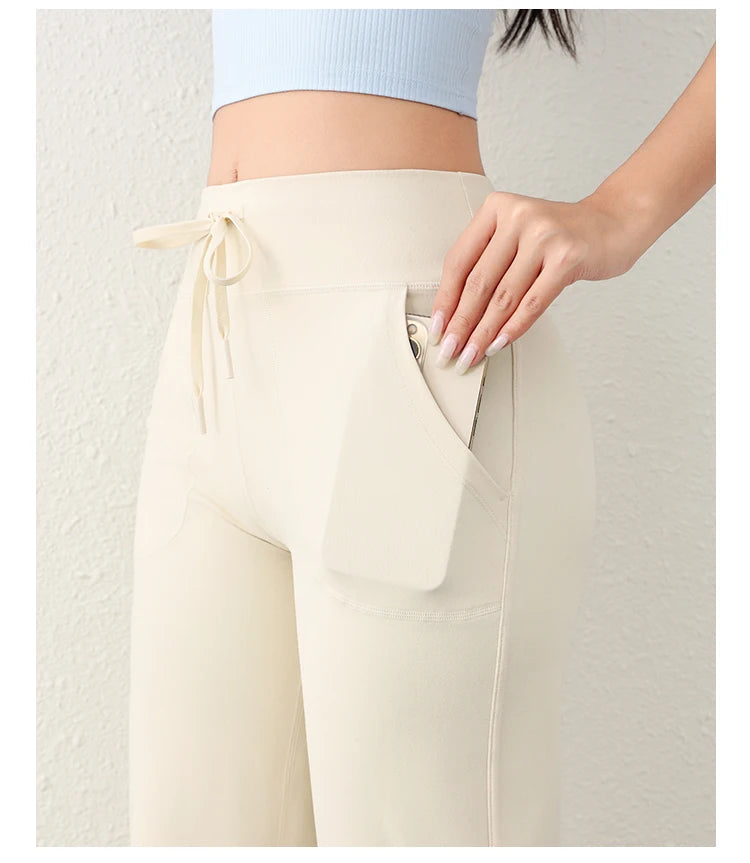 Women's Casual Loose Straight Running Sweatpants Wide Leg Drawstring Design With Side Pockets Leggings Yoga Pants The Clothing Company Sydney