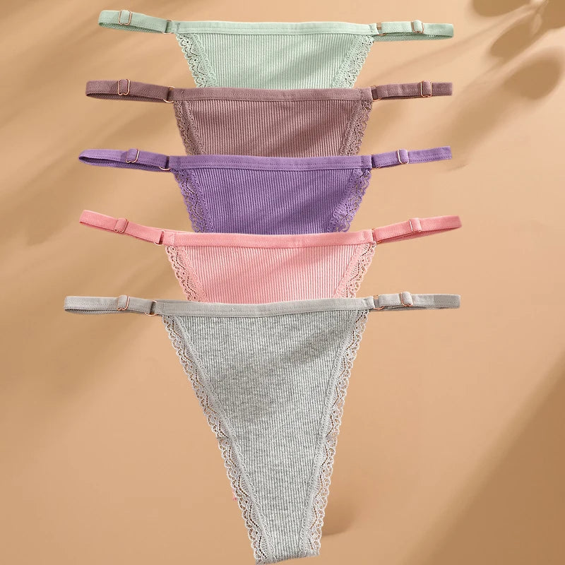 5 Pack G-string Panties Cotton Women's Underwear  Adjustable Waist Pantys Bikini Thongs Lingerie The Clothing Company Sydney