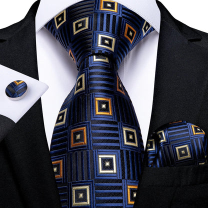 Plaid Print Men's Tie Set 8cm Width Neck Tie Handkerchief Cufflinks Business Wedding Tie Gift Set The Clothing Company Sydney