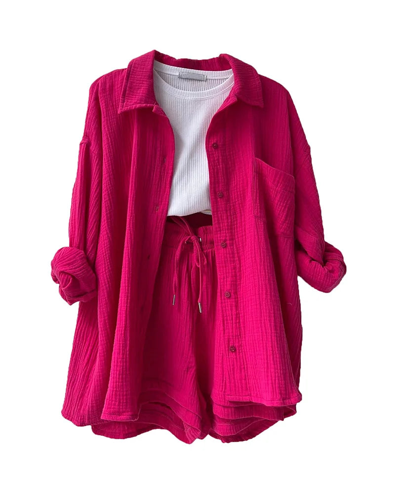 Summer Women's Suit Short Sets Outfits Suit Two Piece Button Up Matching Outfit Set - The Clothing Company Sydney