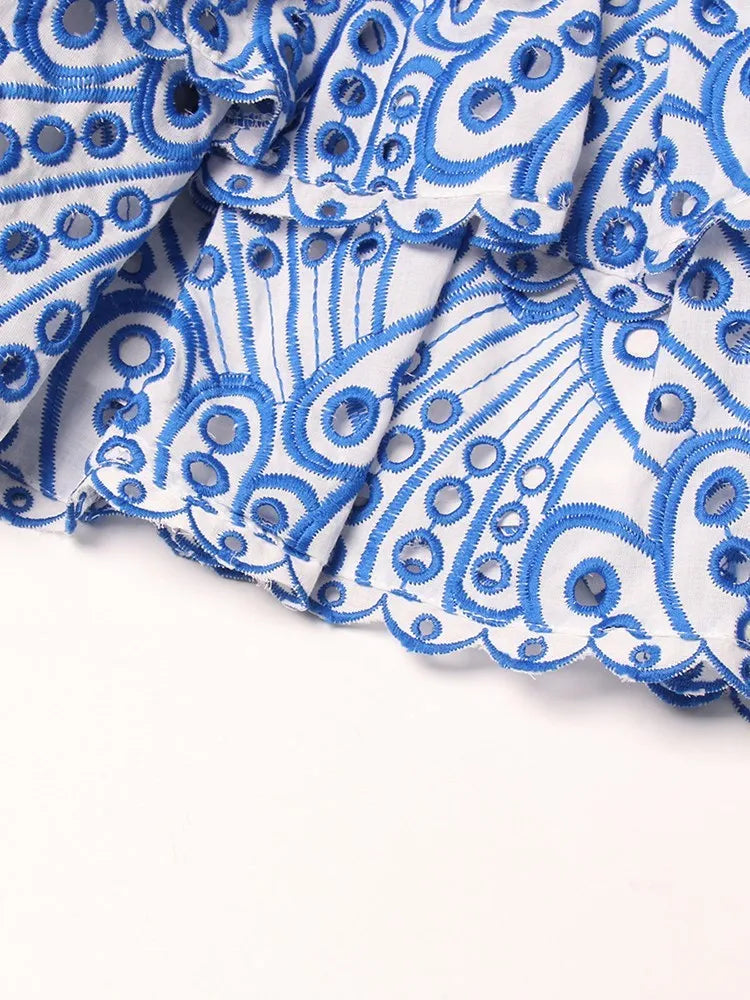 Colourblock Embroidery Women's Strapless Sleeveless High Waist Patchwork Folds Slimming Dresses - The Clothing Company Sydney