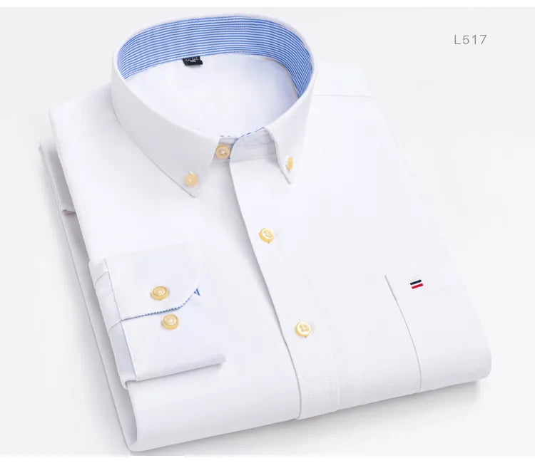 Men's Versatile Casual Checkered Oxford Cotton Shirts Single Pocket Long Sleeve Standard-fit Button Down Gingham Striped Shirt The Clothing Company Sydney