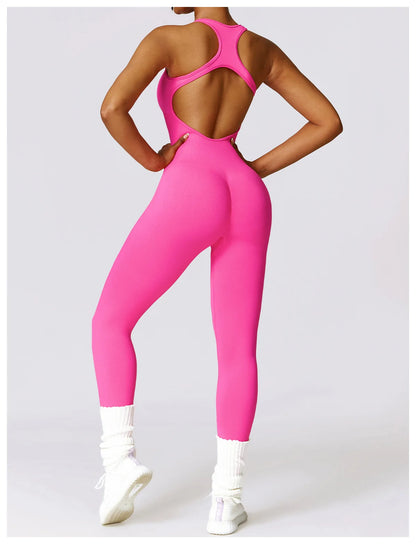 Seamless Gym Sport Jumpsuit Women Sportswear Hollow Backless Scrunch Fitness Overalls Push Up One Pieces Outfit Yoga Wear The Clothing Company Sydney
