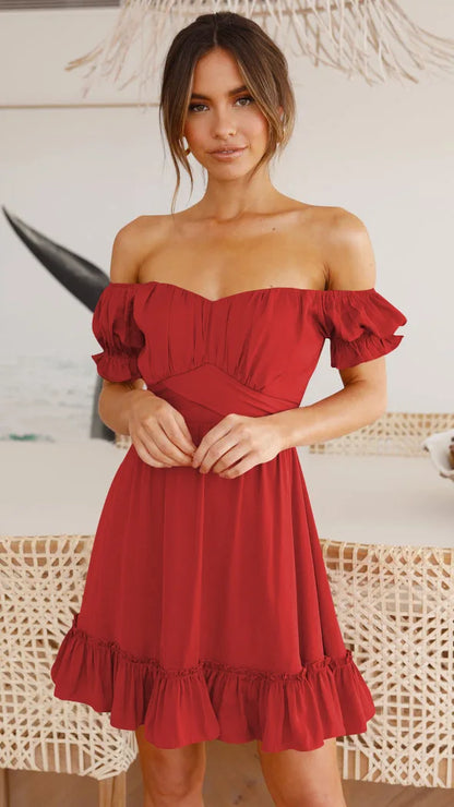 Summer Sundersses White Short Sleeve Ruffles Lace Up Folds Mini Dresses Bohemian Party Beach Dress - The Clothing Company Sydney