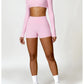 2 Piece Long Sleeve Gym Set Women Yoga Clothes Quick-Drying Sportswear Running Leggings Workout Sports Crop Top Shorts