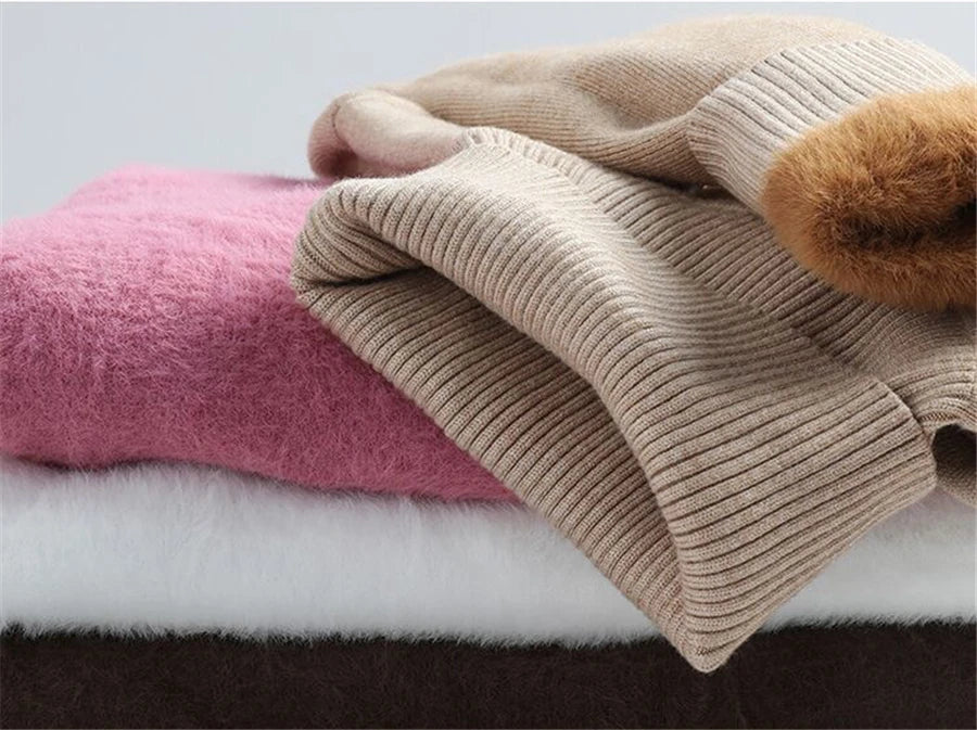 Ladies Turtleneck Winter Sweater Women Elegant Thick Velvet Lined Warm Knitted Pullover Slim Tops Jersey Knitwear Jumper The Clothing Company Sydney