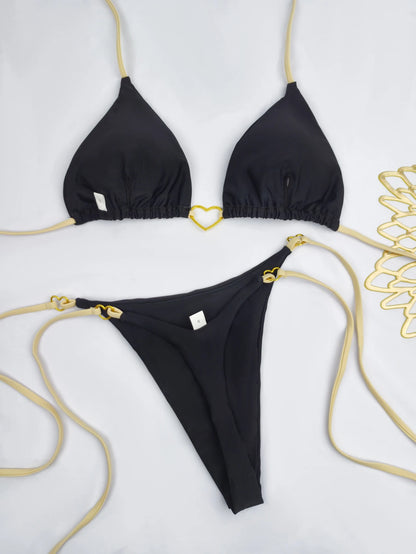 Women's White Bikini Low Waist Lace-up Swimsuit Two-piece Set Swimwear - The Clothing Company Sydney