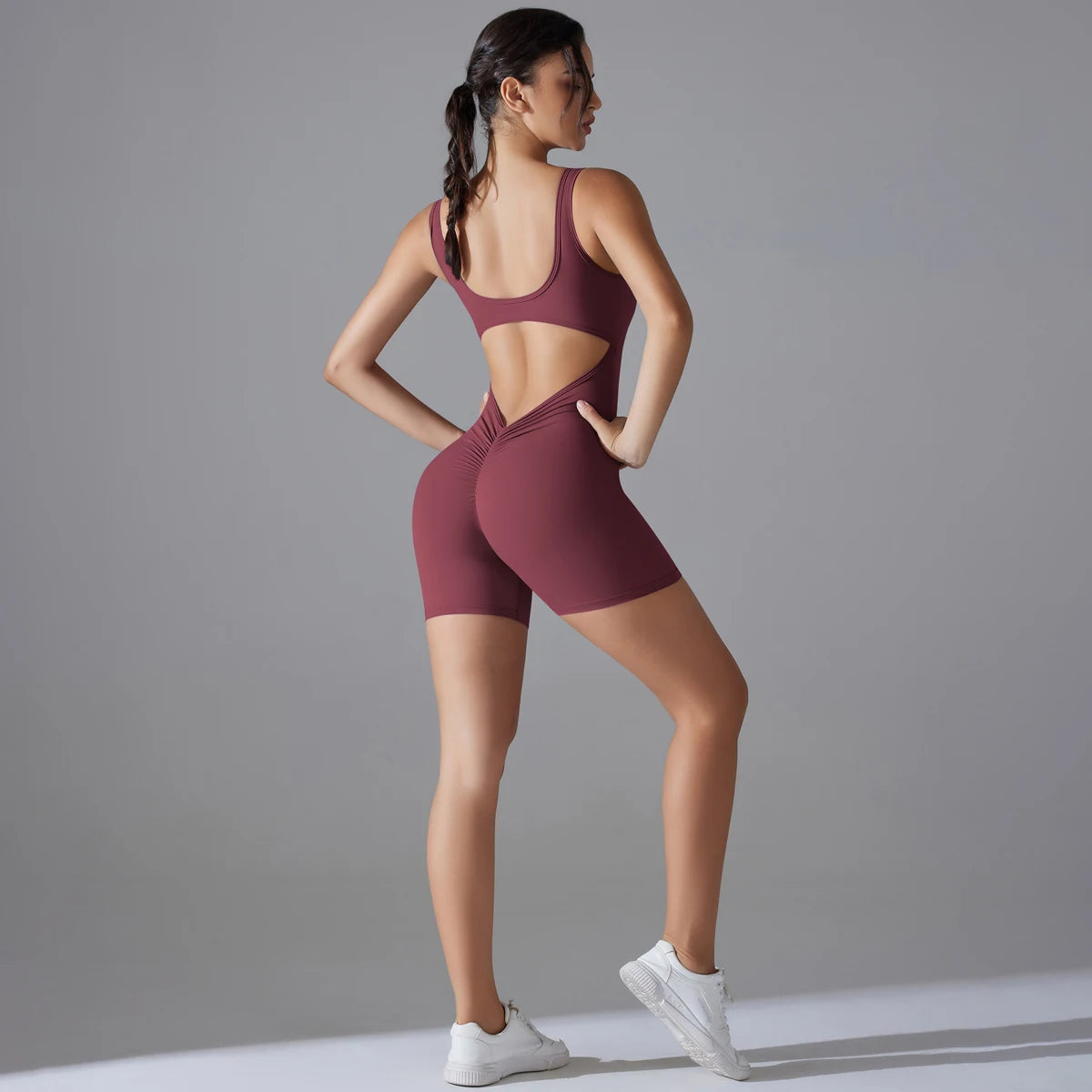 One Piece V Back Sports Jumpsuit Gym Romper Sleeveless Sportswear Bodysuit Women's Casual One-Piece Suit Yoga Clothing Set The Clothing Company Sydney
