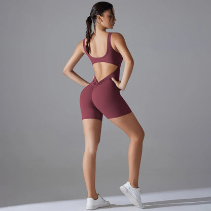 One Piece V Back Sports Jumpsuit Gym Romper Sleeveless Sportswear Bodysuit Women's Casual One-Piece Suit Yoga Clothing Set The Clothing Company Sydney