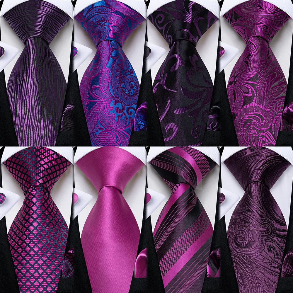 Luxury Purple Paisley Silk Tie Set for Men – 8cm Gift Set The Clothing Company Sydney